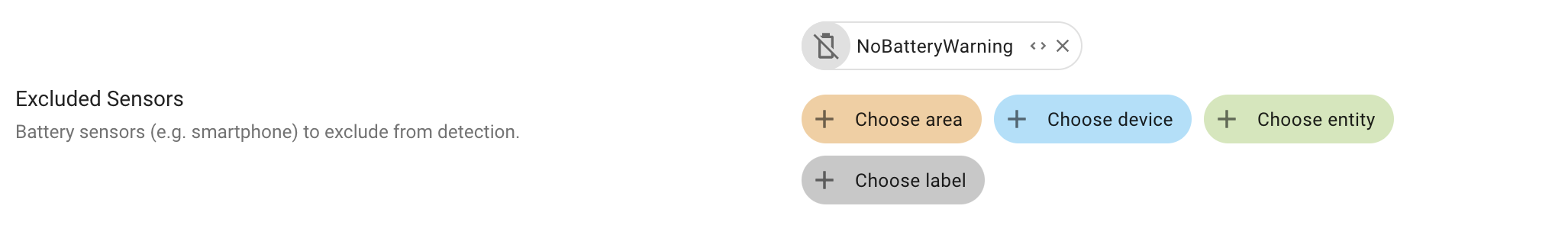 Target selector image from HA doc, showing a chooser for entities, devices, areas, and labels